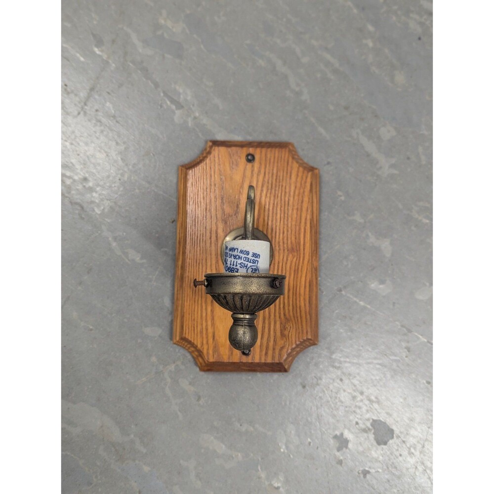 Vintage Wood and‎ Brass Wall Sconce